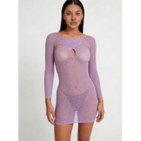 Love In Leather LIN012 Rhinestone Dress One Size - Lilac